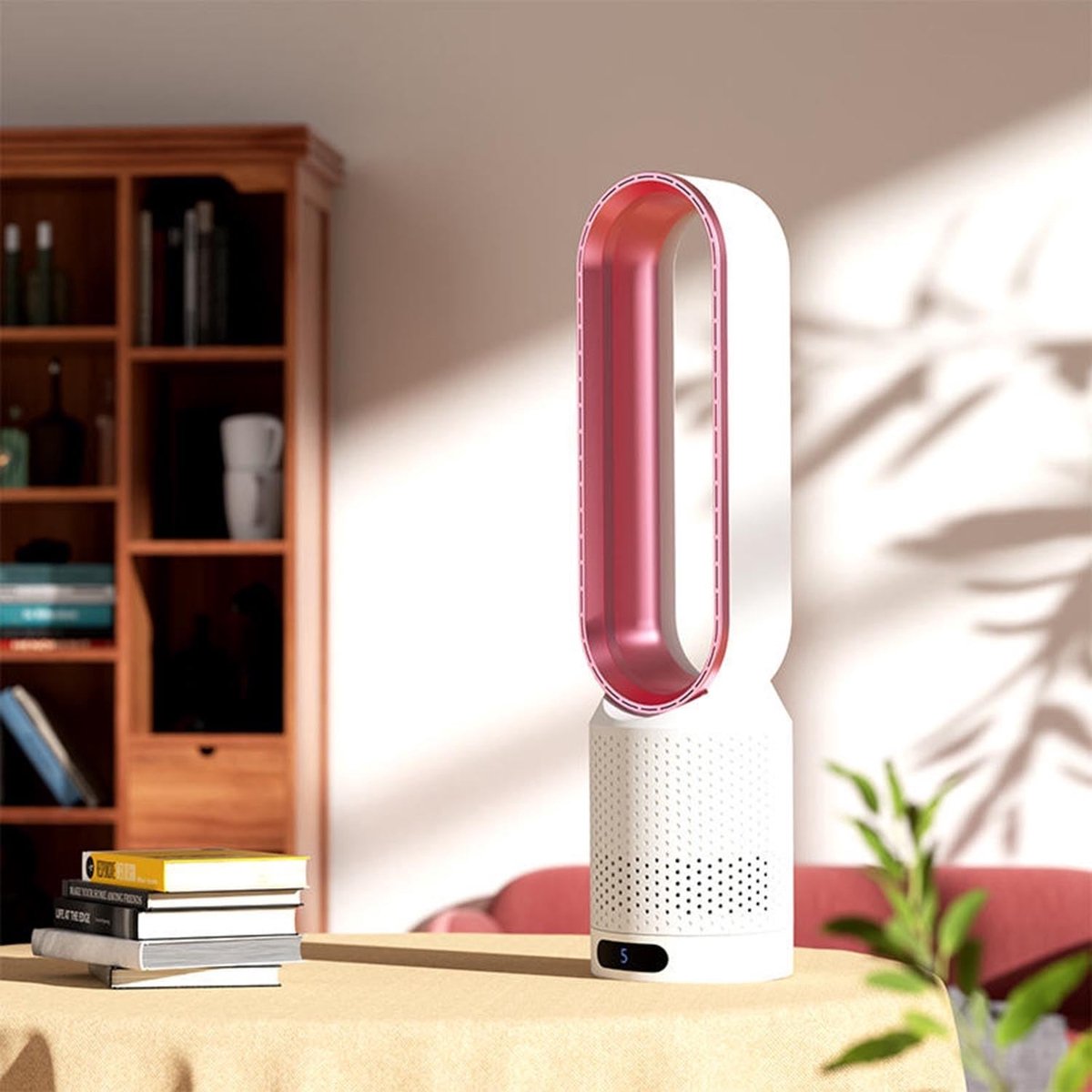 Ventilator - Torenventilator - Luchtkoeler - Zonder Afvoerslang - 8 Standen - Met Afstandsbediening - Met Timer - roze