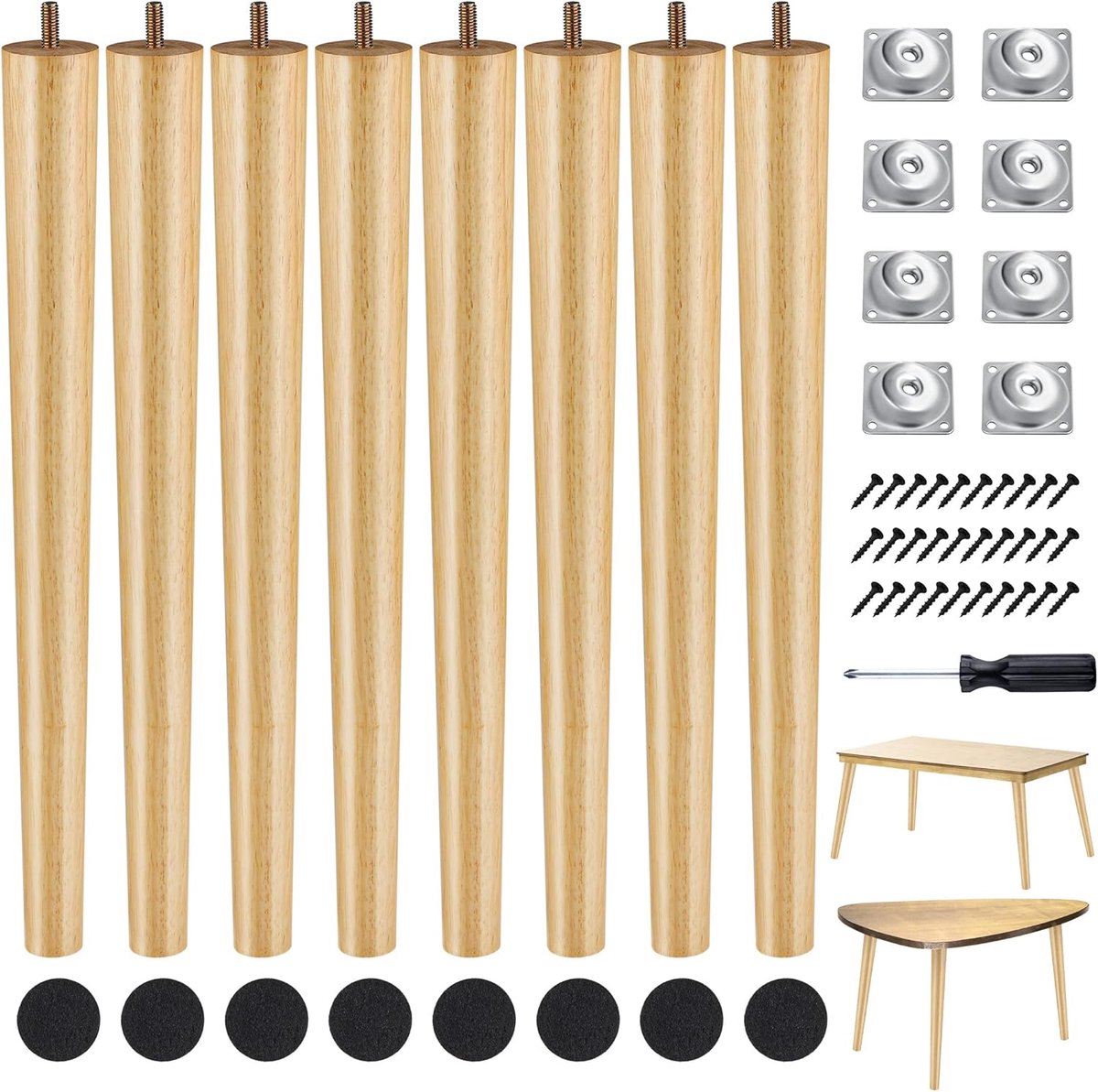 Houten Meubelpoten - Tafelpoten Set - Meubels Vernieuwen - Inclusief Montagemateriaal - 40 cm - Houtkleur