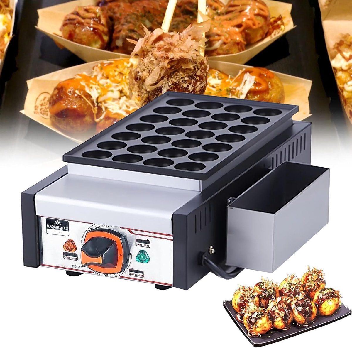 Takoyaki Maker - Snack Pan - Snacks Maken - 28 Ballen Tegelijk - 50-300°C - Zilver