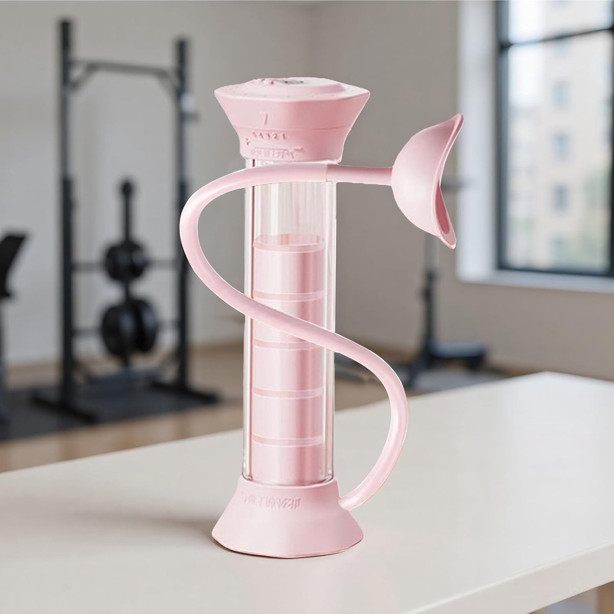 Ademhalings trainer - Long trainer - Verbeter ademhaling - Instelbare weerstand - 10x5x19 cm - Roze