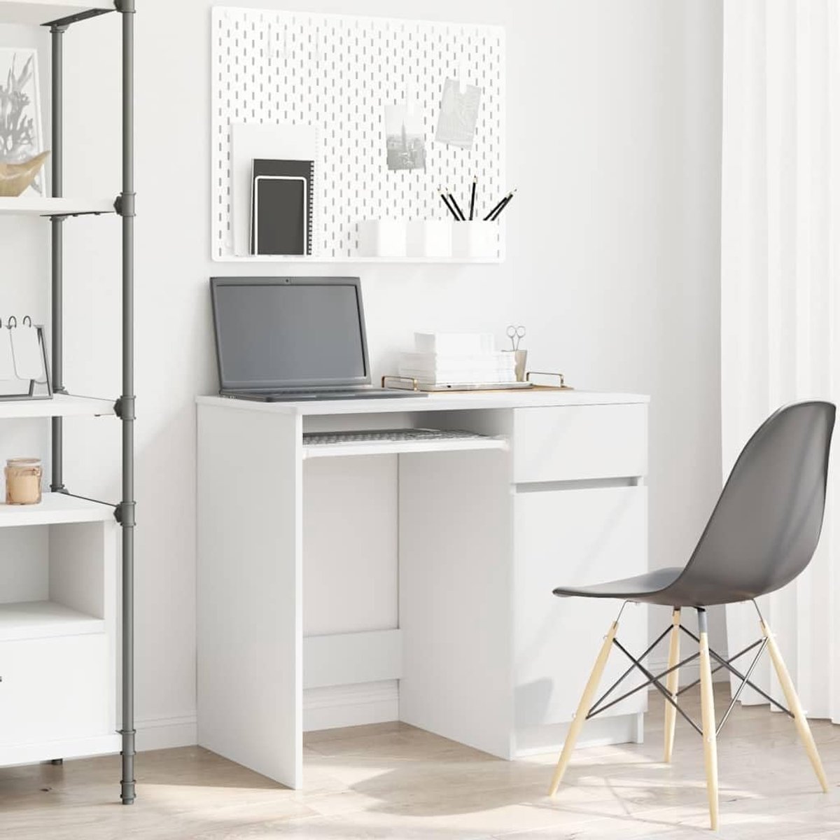 Bureau - Werktafel - Thuiswerken - Veelzijdige opbergruimte - 86 x 49 x 76 cm - Wit