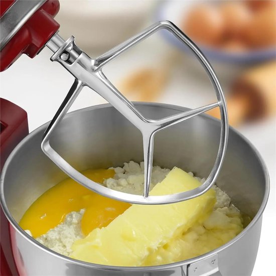 Platte Klopper - Mixer Accessoire - Bakken Maken - Maximaliseert Ingrediënt Contact - 7 Quart - Zilver — afbeelding 3
