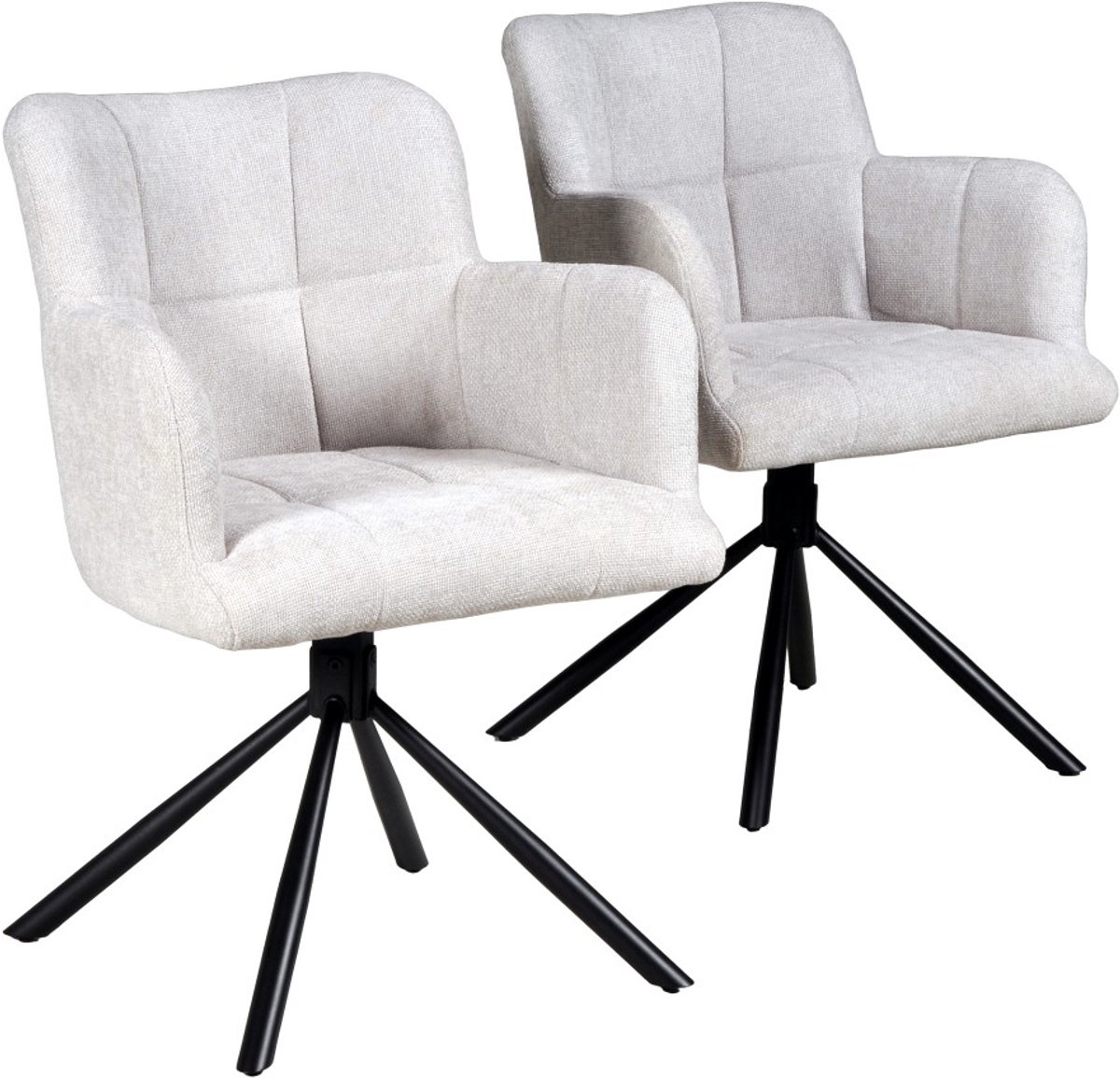 Set van 2 MILA draaibare eetkamerstoelen / Lichtgrijs