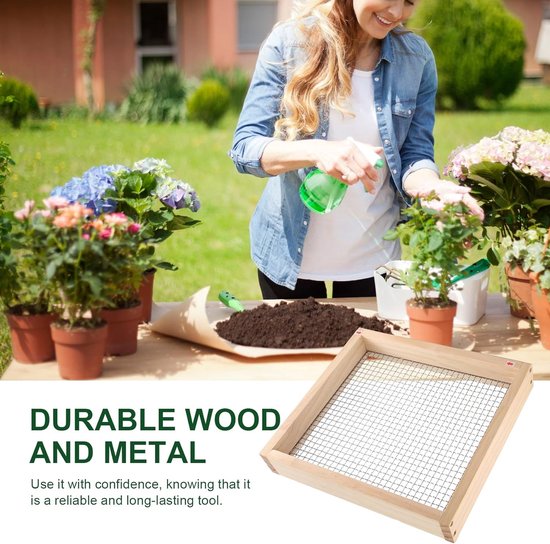 Grondzeef Tuin - Aarde Zeef - Bodem Verbeteren - Duurzaam Hout Metaal - 37 x 30 cm - Niet Gespecificeerd — afbeelding 5