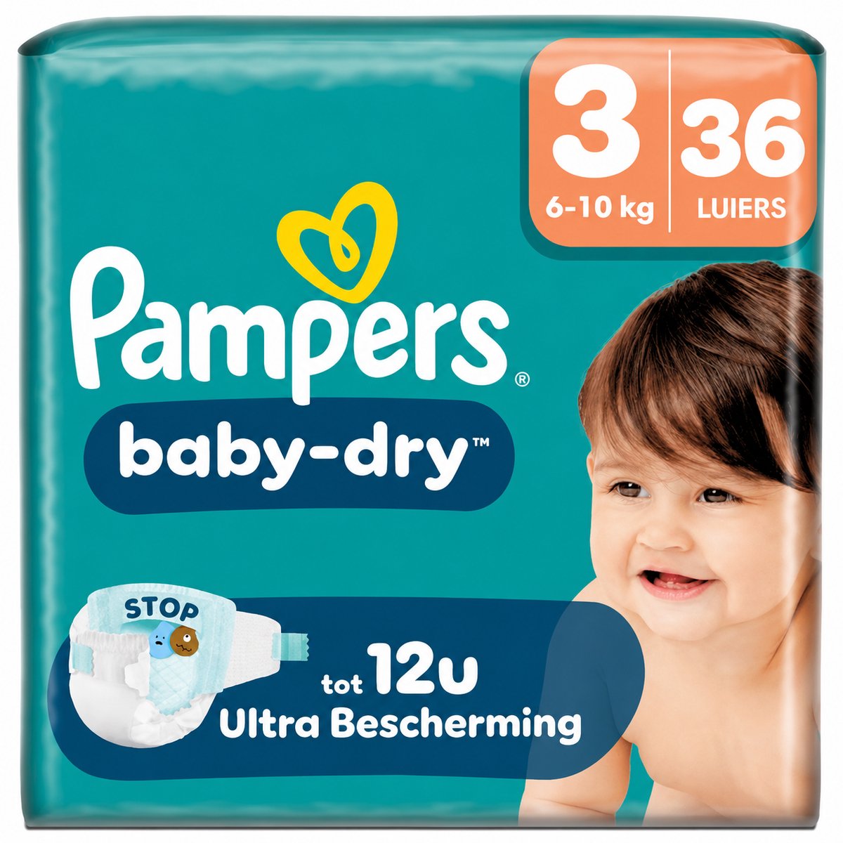 Pampers Baby-Dry Luiers Maat 3 Midi - 36 Luiers - 6-10 kg - Voordeelverpakking