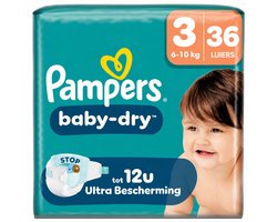 Pampers Baby-Dry Luiers Maat 3 Midi - 36 Luiers - 6-10 kg - Voordeelverpakking