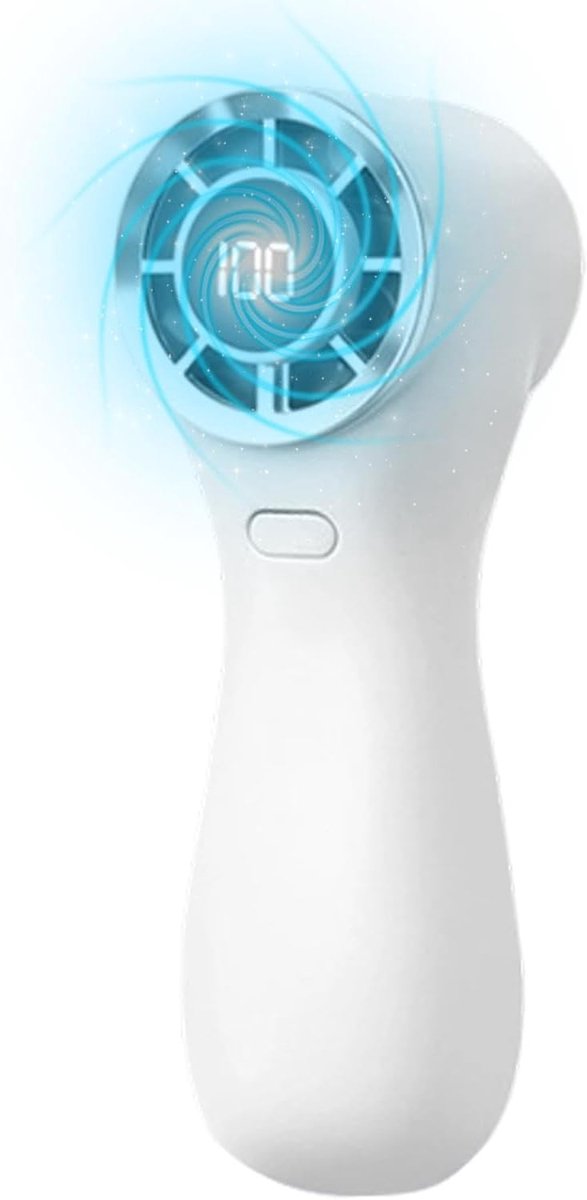Mini Ventilator Elektrisch - Handventilator Digitaal - Persoonlijk Comfort - Realtime Display - 13x5x13 cm - Wit