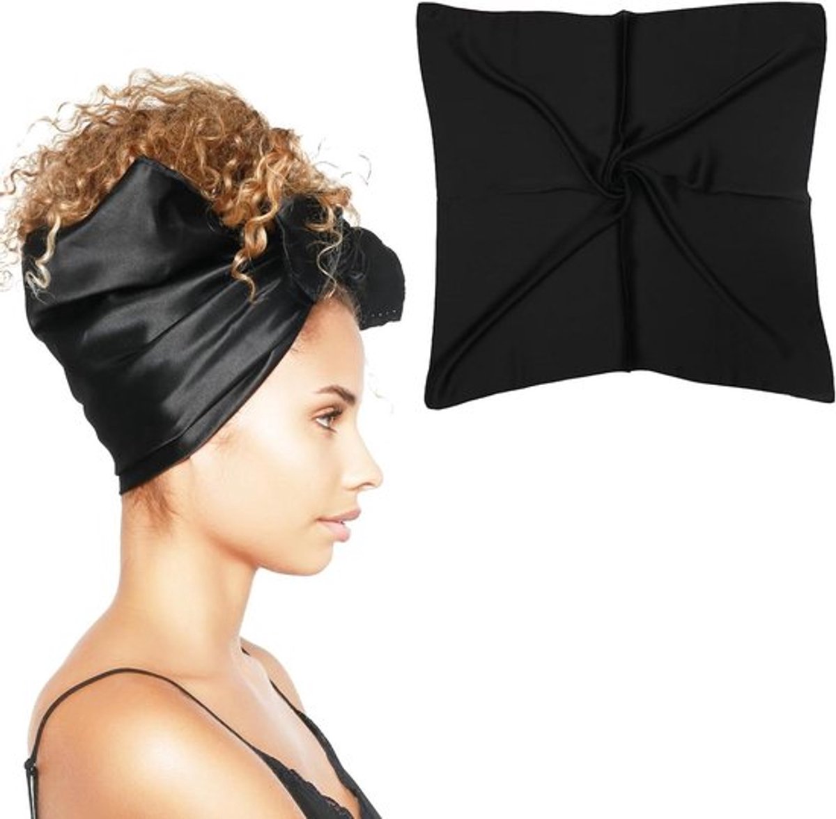 Zwarte zijden hoofddoek 27,5 inch voor vrouwen - Allecto Plus