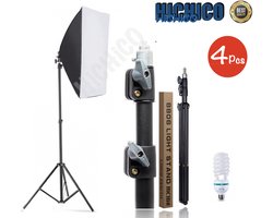 4X Studiolamp fotografie softbox - Foto Studio Verlichting Kit, 4X Achtergrond Support System Softbox Paraplu tripod Stand - fotolamp fotografie softbox Statief 210Cm en AFSTANDSBEDIENING van HiCHiCO