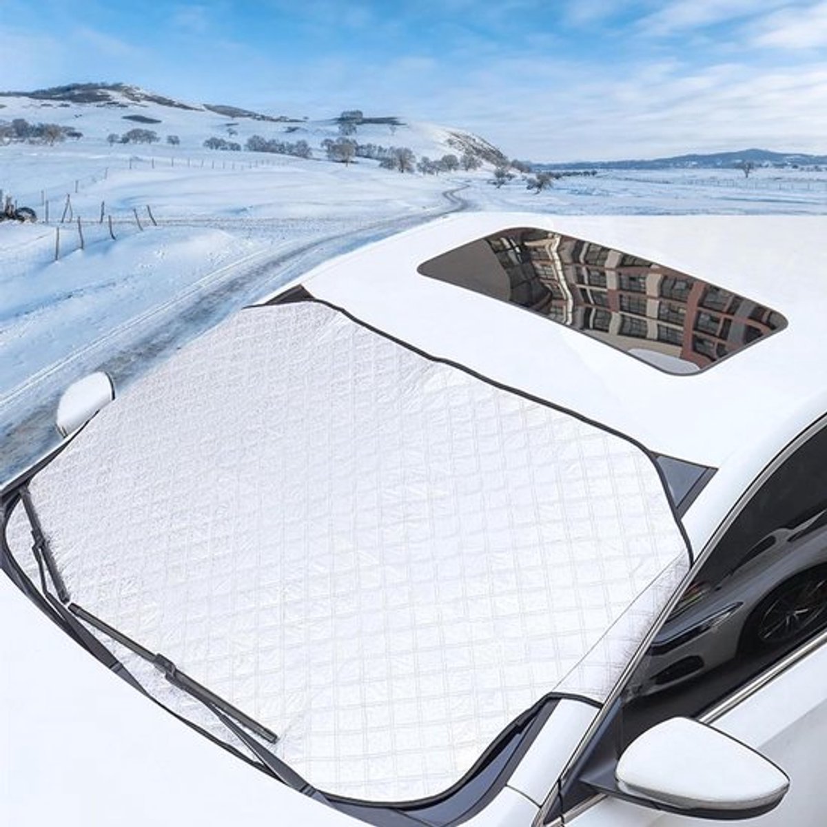Auto voorruit cover Inovra Plus met zonwering en sneeuwafdekking