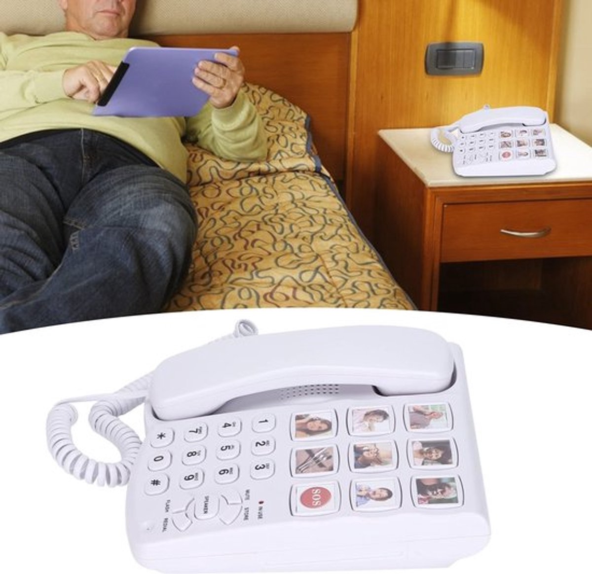 Dailygoody - Grote knop telefoon voor bureau - Vaste telefoon met luidspreker