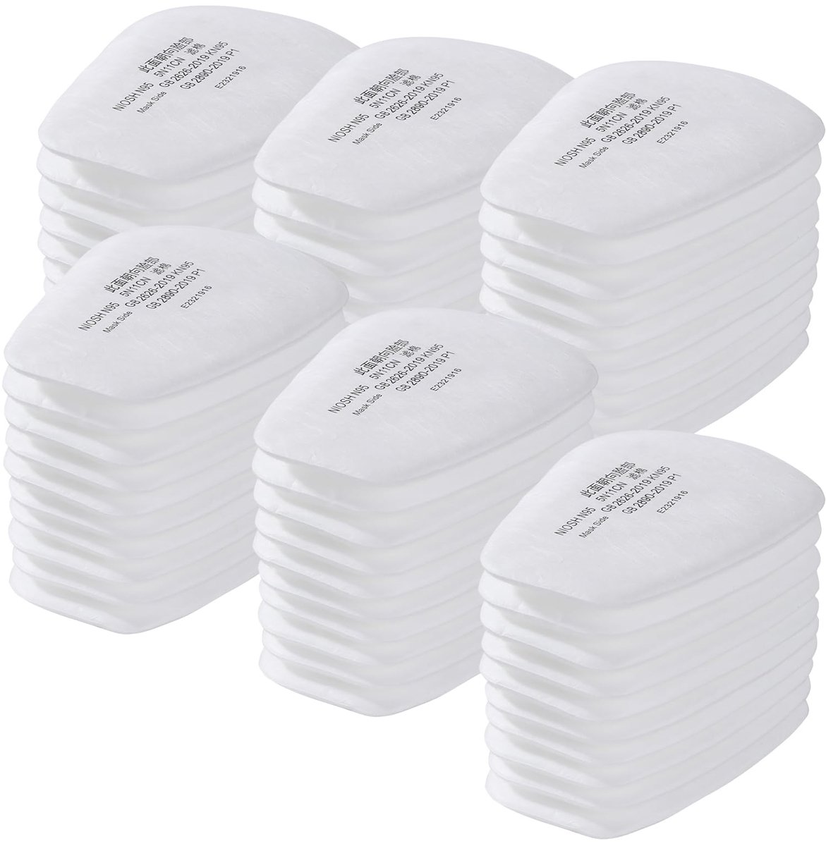 Set stoffilterpatronen voor halfgelaatsmaskers - KN95 stofmasker vervangingsfilterpatroon - filtert fijnstof - maskerfilterpatroon - geschikt voor maskers uit de 6000/6200/7502/6800 serie - katoen - 50 stuks