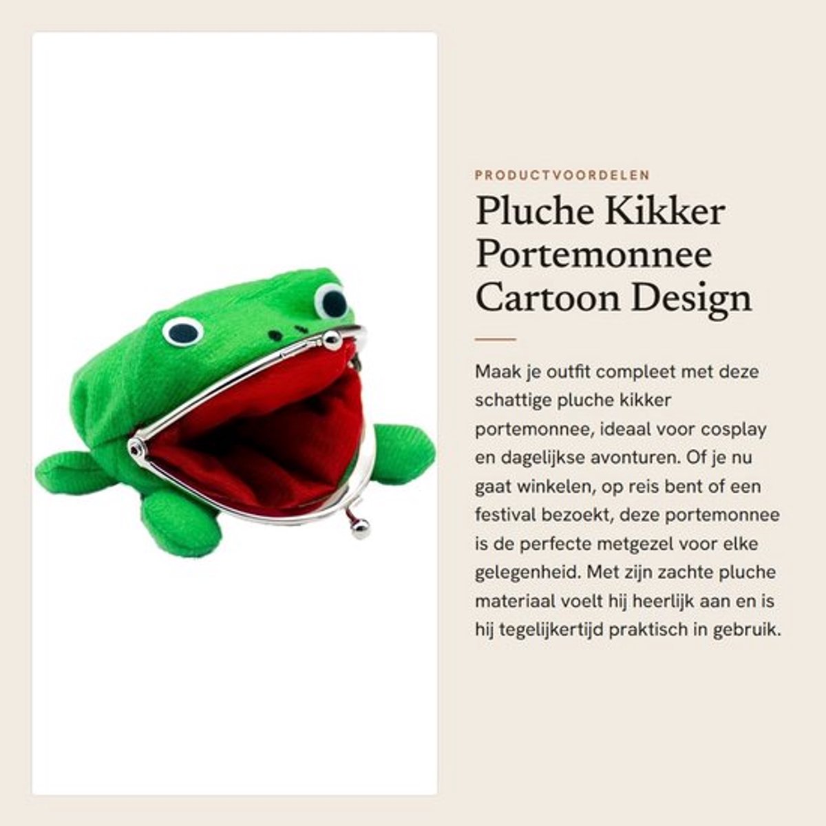 Kikker portemonnee cartoon ontwerp