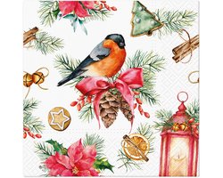 Lunch servetten Bullfinch with Lampion - PAW Decor - 33x33 cm