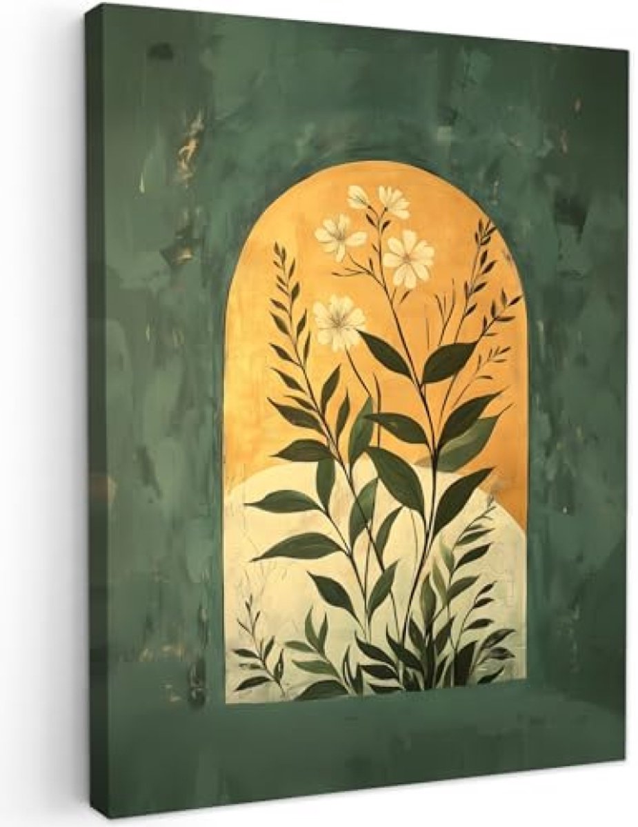 Canvas Schilderij 30x40 cm - Woonkamer Decoratie - Bloemen - Wit
