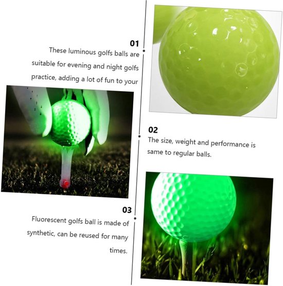 Fluorescerende Golfballen - Nachtballen Lichtgevend - Oefenen in Schemering - Automatische Lichtabsorptie - Standaard Formaat - Groen — afbeelding 5