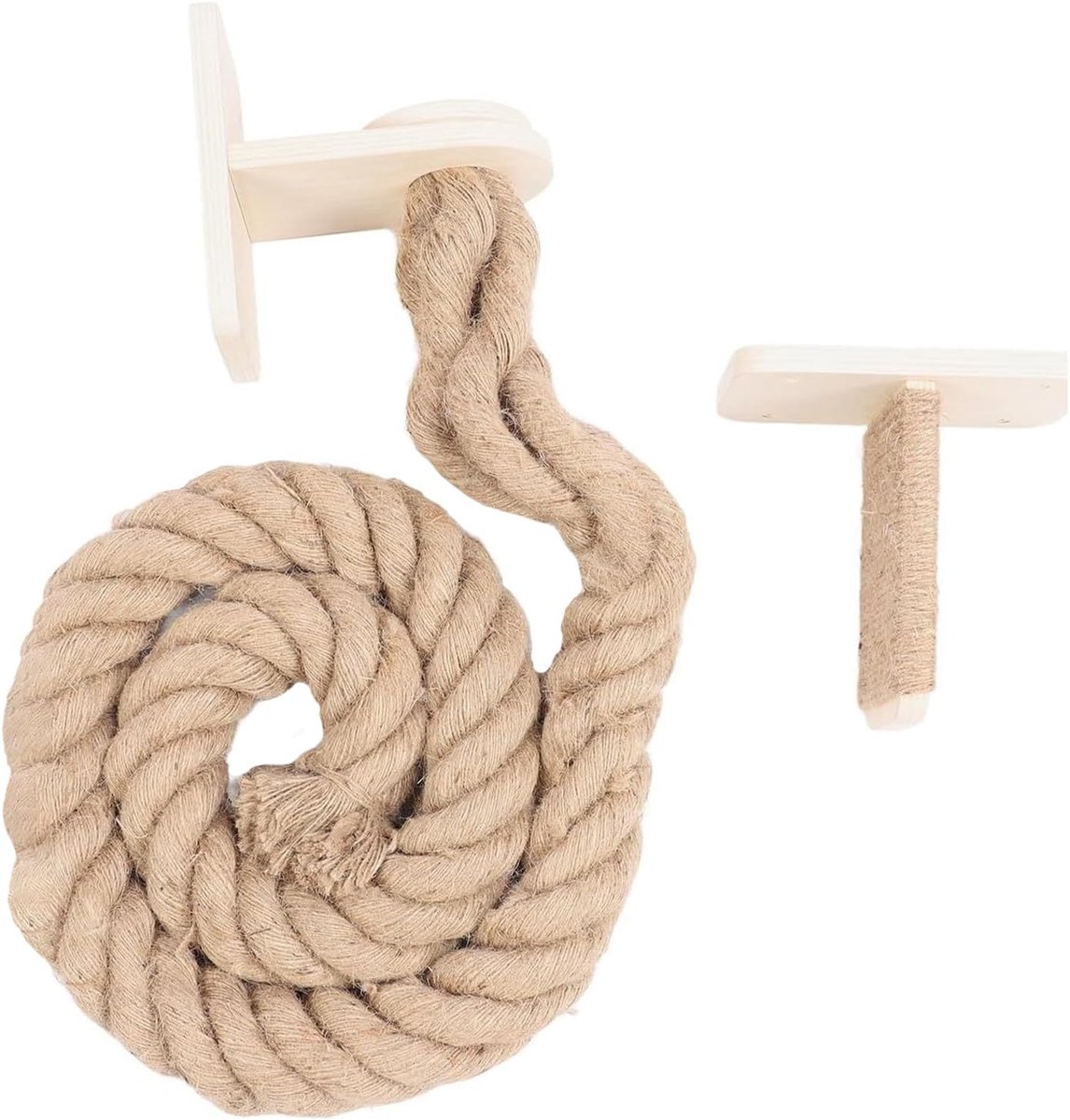 Katten Klimtouw - Huisdierladder Krabpaal - Spelen Klimmen - Stevig Hout Jute - 173 cm Lengte - Meerkleurig