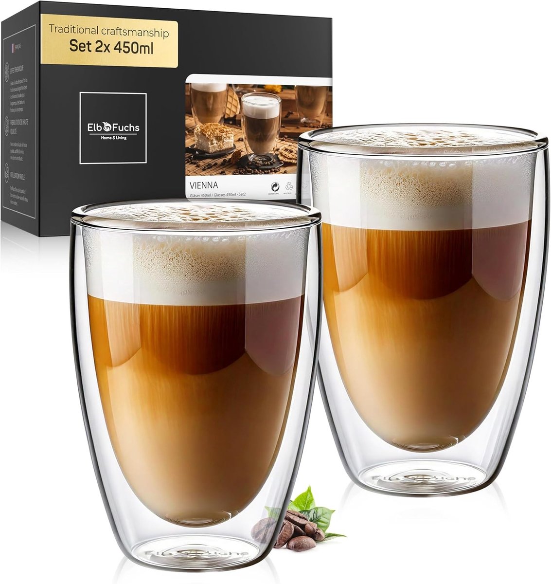 Dubbelwandige Latte Macchiato Glazenset - Kristalhelder - Houdt Dranken Lang Warm of Koud - Vaatwasmachinebestendig - Voor Koffie- en Theeliefhebbers