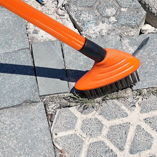 Draad Bezem Set - Onkruidborstel Tuin - Terras Reinigen - Dubbele Borstelkop - 134 cm - Grijs — afbeelding 3