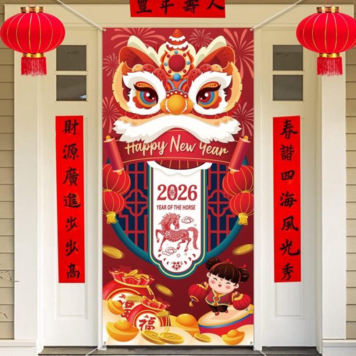 Aladdien - Jaar van het Paard - Deurbanner Chinees Nieuwjaar - 185 x
