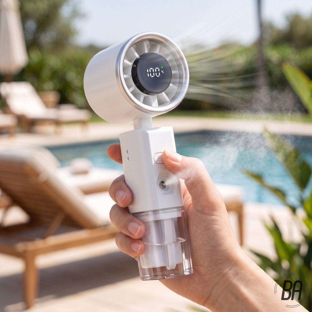 Best Active Mini Handventilator met Verneveling - Kleine Ventilator Oplaadbaar - Draagbare Handventilator met Digitaal Display - 6 Standen - Voor Thuis, Kantoor & Onderweg - Wit — afbeelding 5