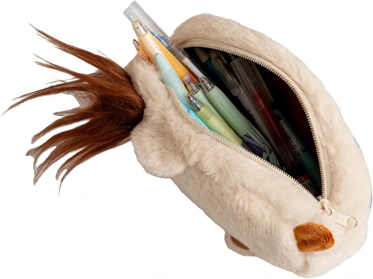 Pluchen Etui - Opberg Organizer - Bureau Organisatie - Zacht Stevig Design - 20 x 12 cm - Wit