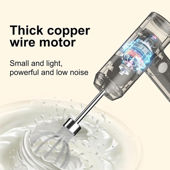Elektrische Handmixer - Draadloze Garde - Koken en Bakken - 3 Snelheidsstanden - 2 Afneembare Gardes - Zwart — afbeelding 5