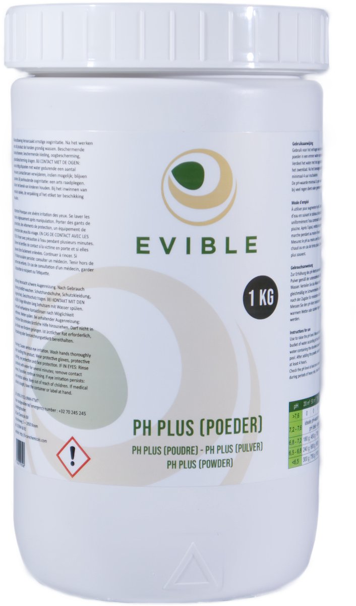 Evible pH-Plus Poeder - Verhoogt de pH-Waarde - 1 kg