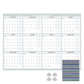 Huurdies Jaarplanner 2027 – Maandagstart – Inclusief Planningsstickers & Ophangstickers – 115 g/m² Blueback – Weekenden Gekleurd – Frosted Glass