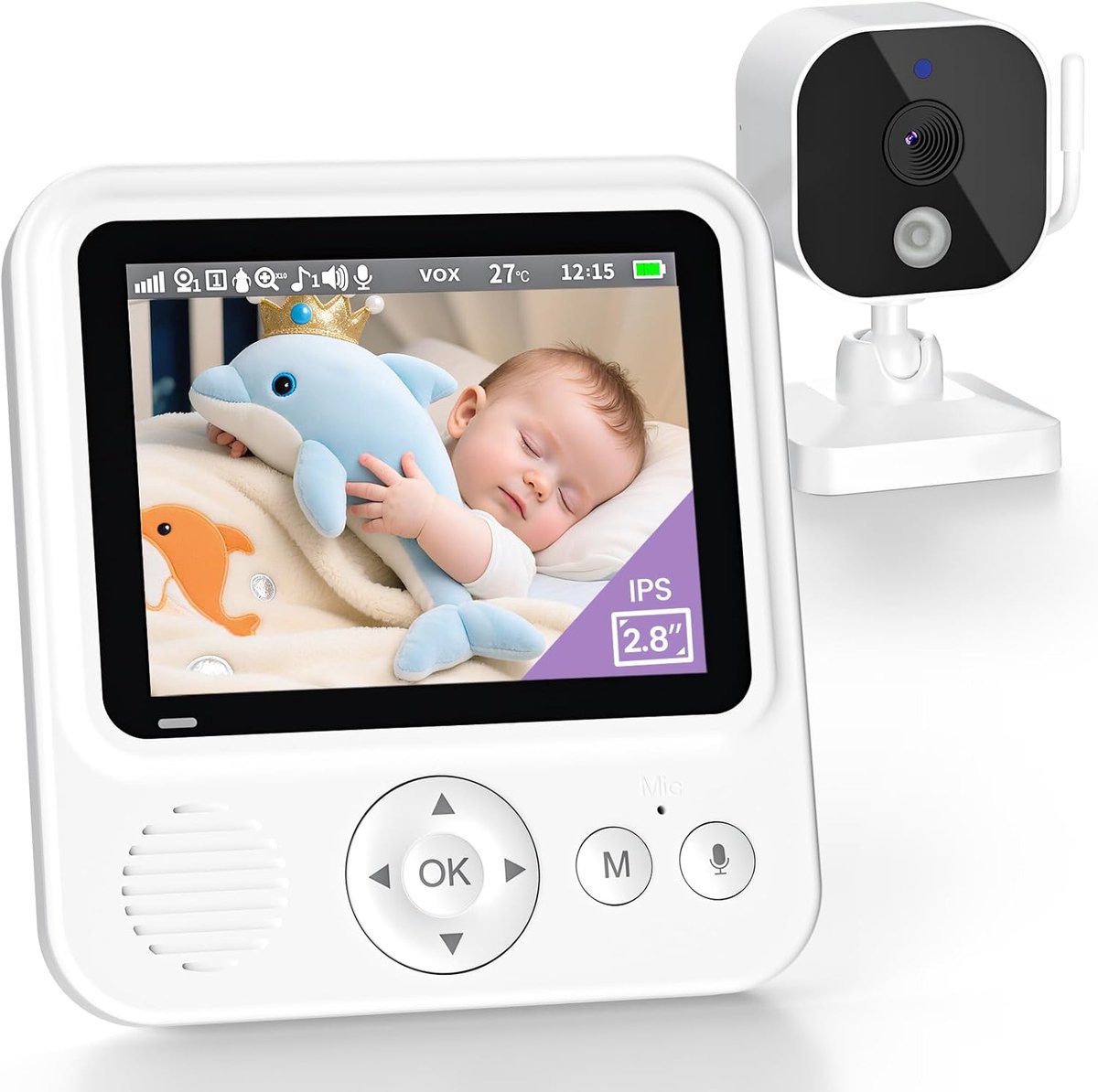 Babyfoon met Camera - Videomonitor Kind - Baby Bewaken - Zonder Wifi Veilige Verbinding - 2.8 Inch Scherm - Wit