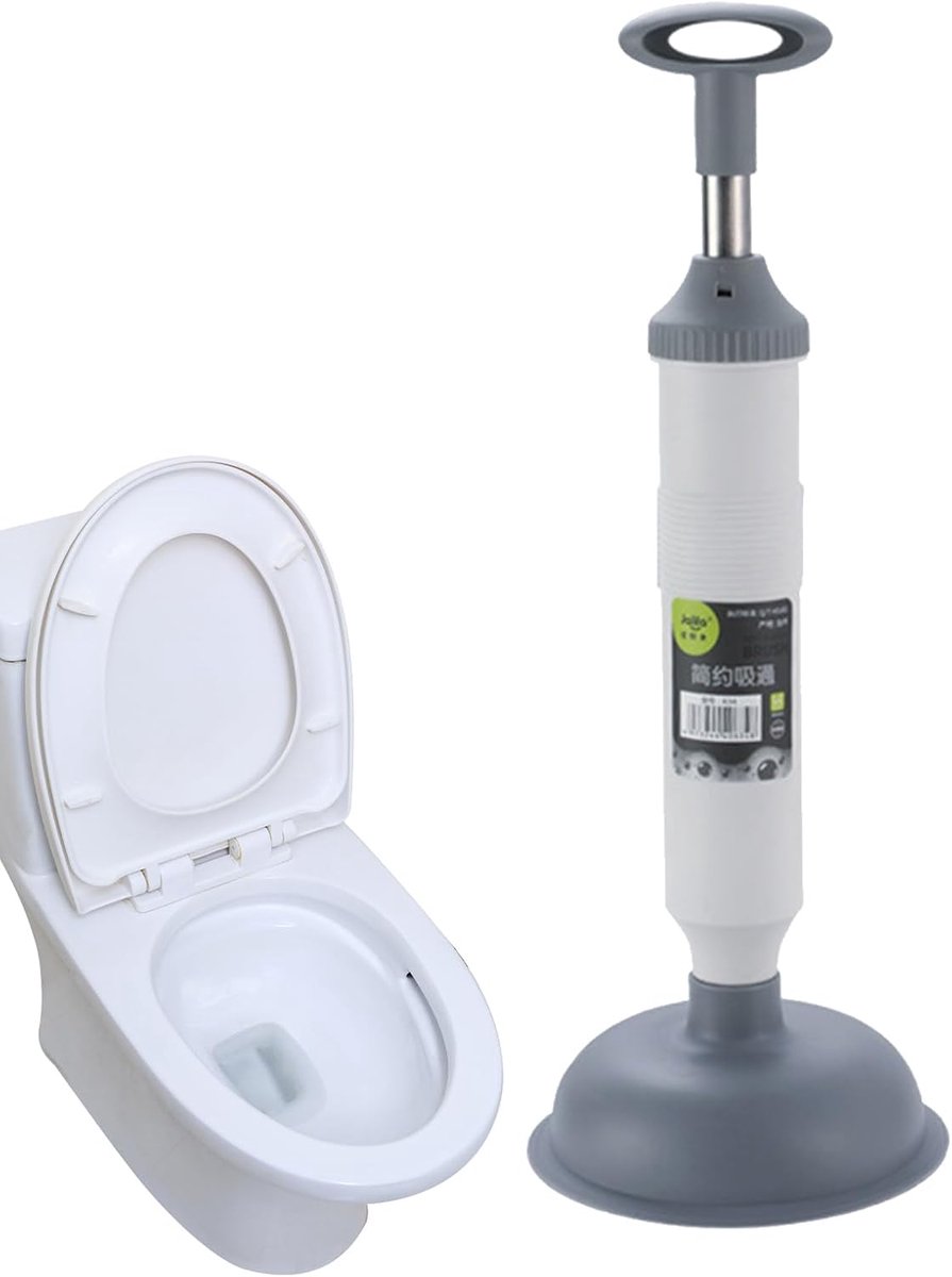 Hogedruk toiletzuiger - Ontstopper - Afvoer ontstoppen - Robuuste zuignap - 45 cm - Grijs
