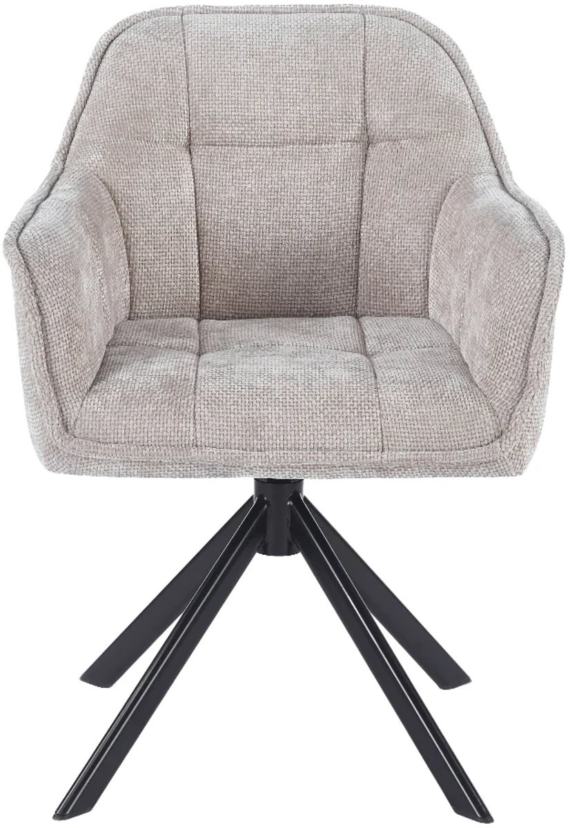Ams Living® Eetkamerstoel Draaibaar | Set van 2 Stoelen | Kuip Stoel | Dichte afwerking | Stof | Kleur Grijs | Eettafel Stoelen | 2 x Design Stoelen Eettafel – foto 2