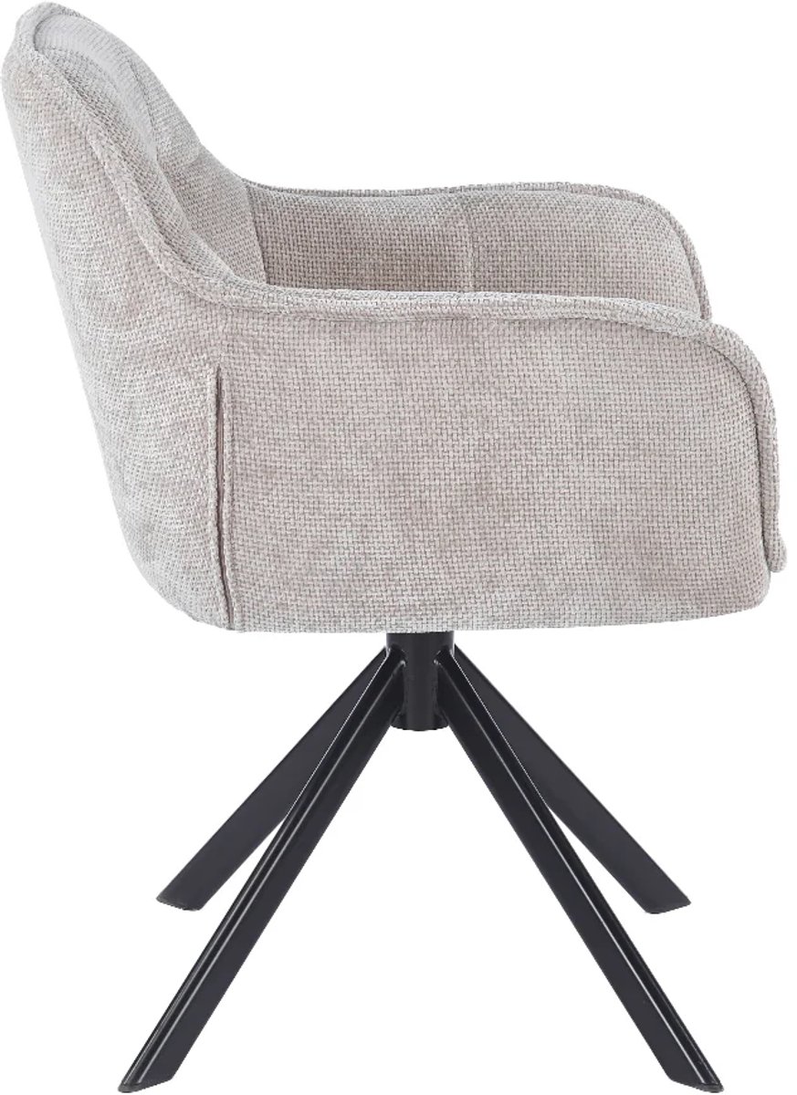 Ams Living® Eetkamerstoel Draaibaar | Set van 2 Stoelen | Kuip Stoel | Dichte afwerking | Stof | Kleur Grijs | Eettafel Stoelen | 2 x Design Stoelen Eettafel – foto 5