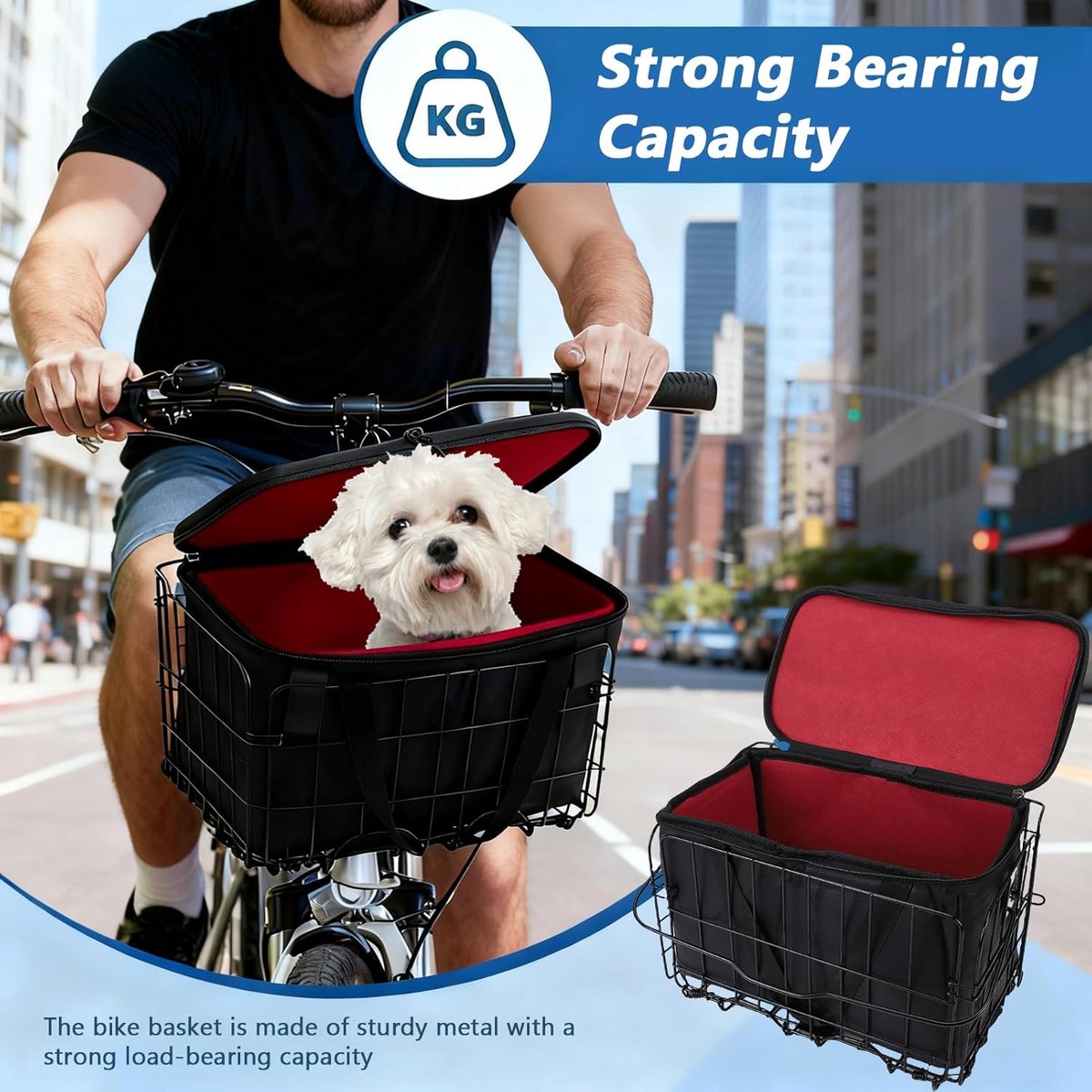 Vouwfiets Voormand - Fietsmand Bagagedrager - Fietsen Boodschappen - Snelle Ontgrendeling - 34x20x23cm - Zwart