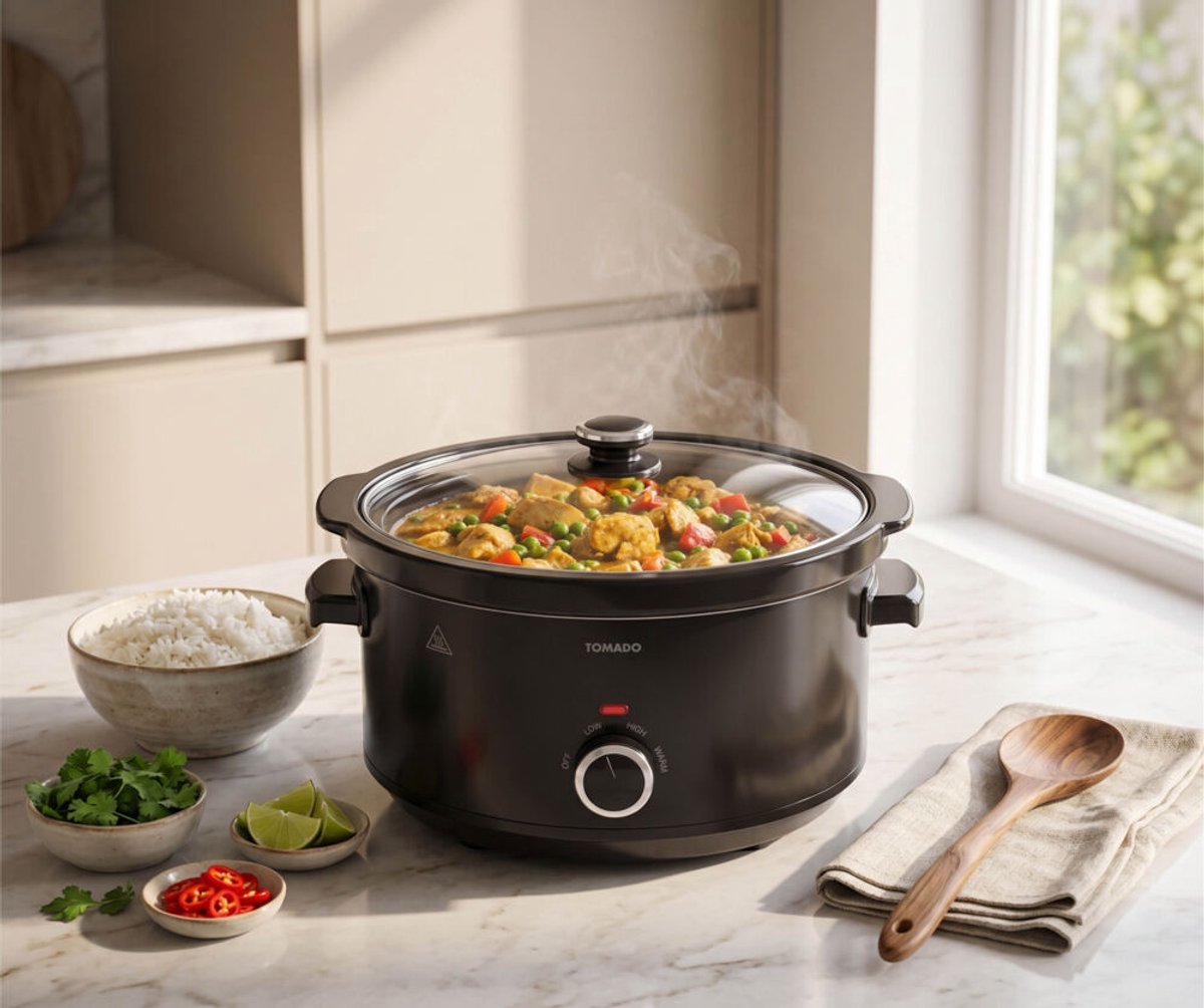 Tomado TSC6001B - Slowcooker - 6 liter - Keramische binnenpan - 3 warmtestanden - Warmhoudfunctie - Zwart – foto 7