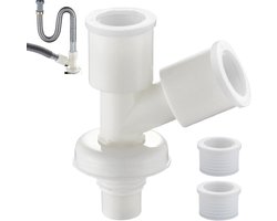 Afvalwaterslangconnector Wasmachine - Afvoerslang Verbindingsstuk - Lekkages Voorkomen - Snelle Montage - 17x15 cm - Wit