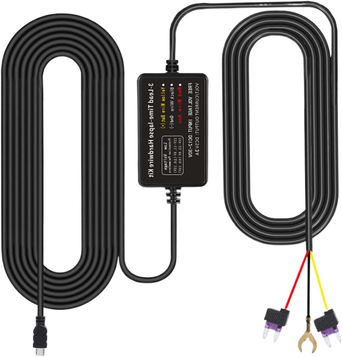 Dashboard Camera Bedrading - Dashcam Kabelset - Continue Stroomvoorziening - 24 Uur Opname - 35 M - Zwart