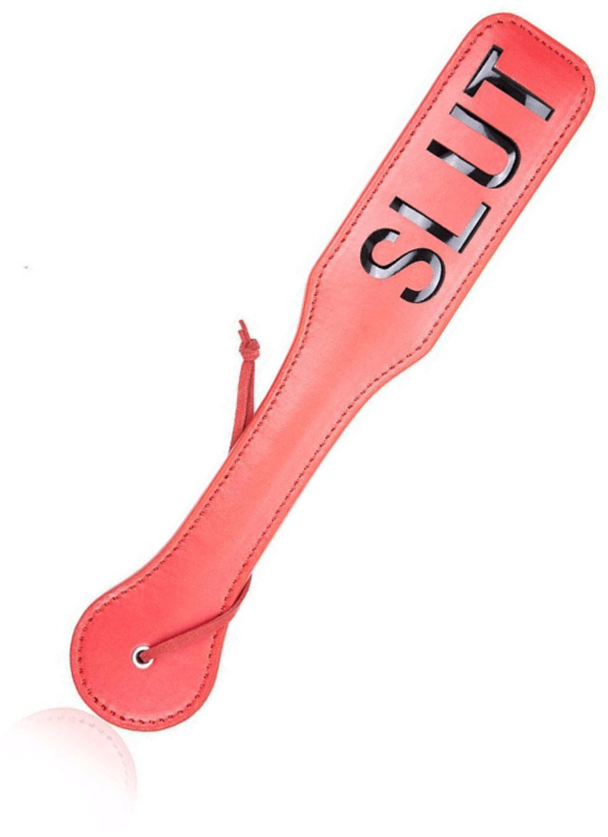 Adultshop - Spankplank SLUT - Spankplank SLUT | Luxe Rode PU Leder BDSM Paddle voor Dominante Spanking Sessies