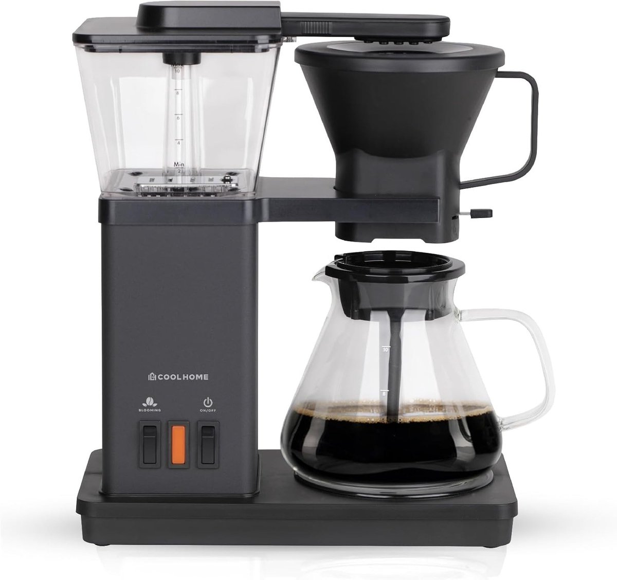 Koffiezetapparaat RVS Zwart Met Blooming Functie Groot Waterreservoir Voor Koffieliefhebbers