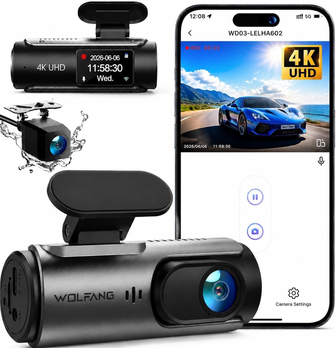 Dashcam - 4K - Ultra HD Nachtzicht - 170° Groothoek - Voor Auto