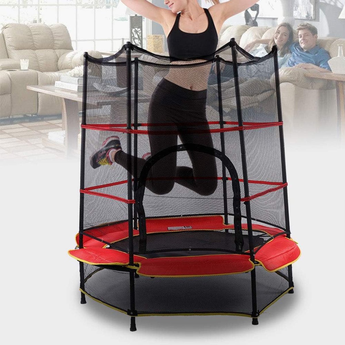 Trampoline met Veiligheidsnet - Springkussen Kinderen - Binnen Buiten Spelen - Stevige Springmat - 55 inch - Blauw