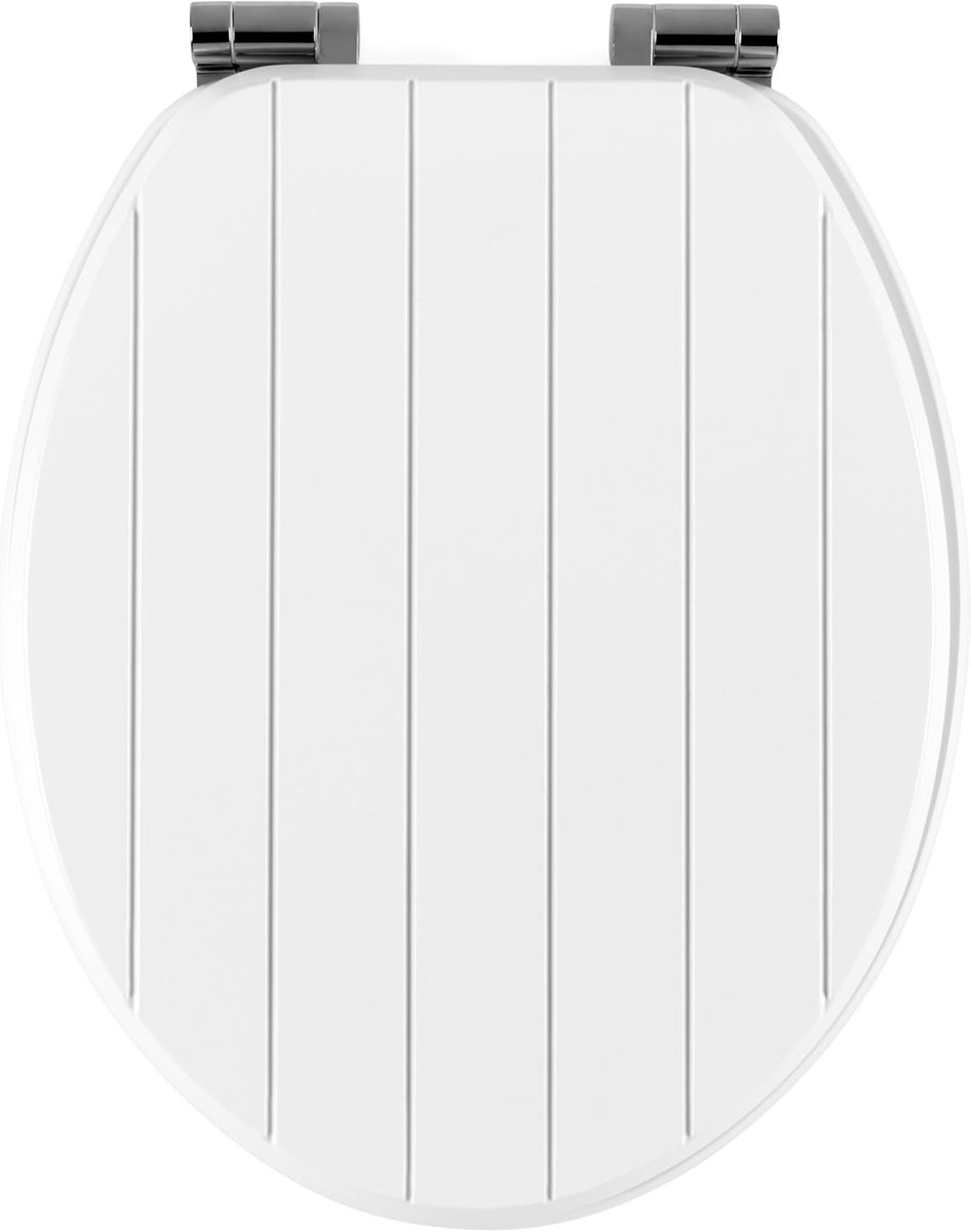 Toiletbril Hout - WC Deksel - Badkamer Updaten - Softclose Deksel - 37 x 43 cm - Wit