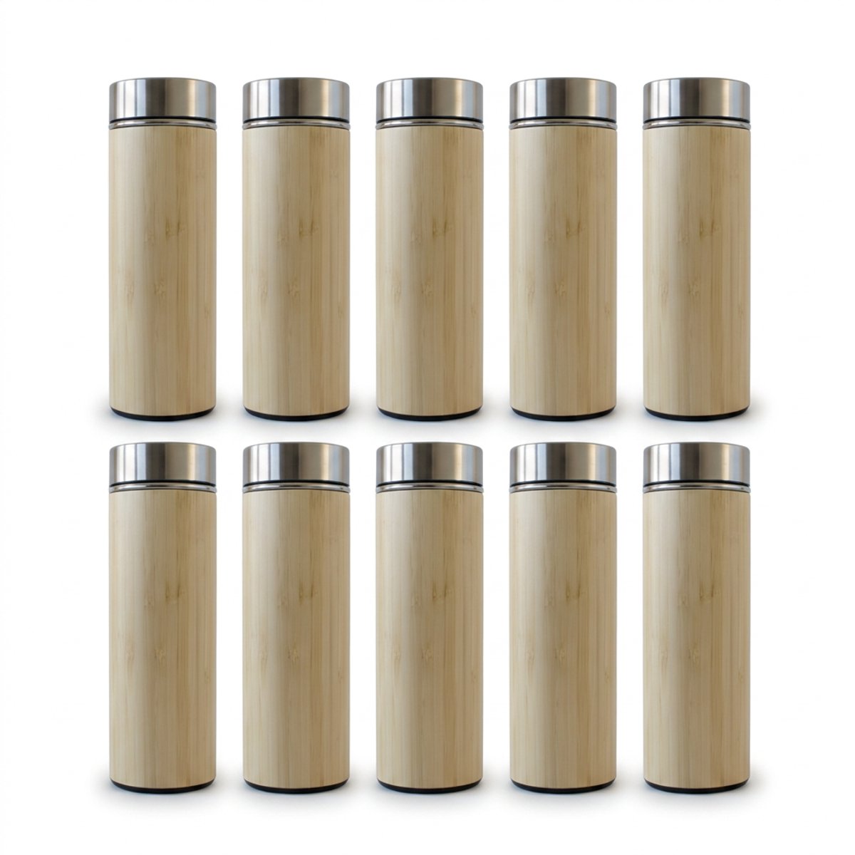 10 stuks Bamboe & RVS Thermosfles – 450ml Dubbelwandige Flask - Duurzame thermofles voor thee, koffie - Bamboo and Steel flask - Bedankt Collega Cadeau — cadeau in Cadeau-ideeën - foto 2