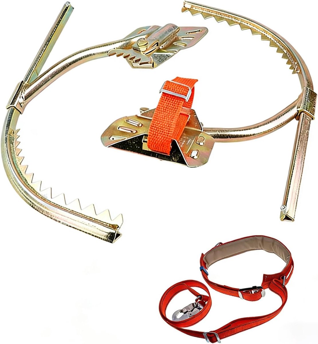 Klimuitrusting Set - Paalklimmers - Boomklimmen - Verstelbare Spikes - 150 kg Draagkracht - Zilver