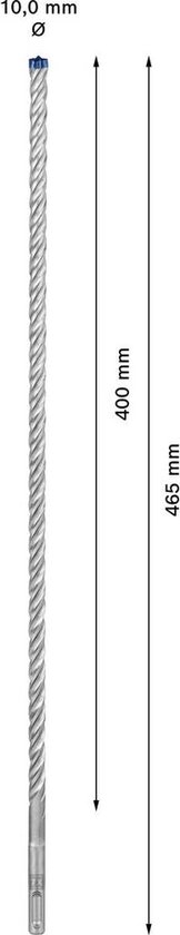 SDS plus-7X hamerboor, 10 mm dik, 400 mm boordiepte, 465 mm totaal.