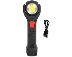 Draaibare Zaklamp - Werklamp LED - Handen Vrij Werken - Ingebouwde Magneet - USB Oplaadbaar - Zwart
