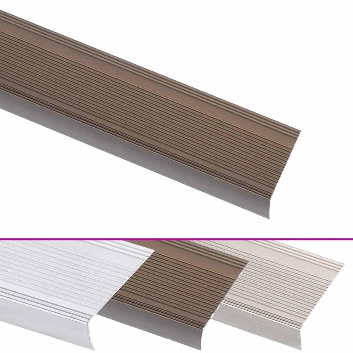 Trapprofiel Aluminium - Antislip Rand - Veilig Lopen - Zelfklevende Montage - 90 cm 15 Stuks - Bruin