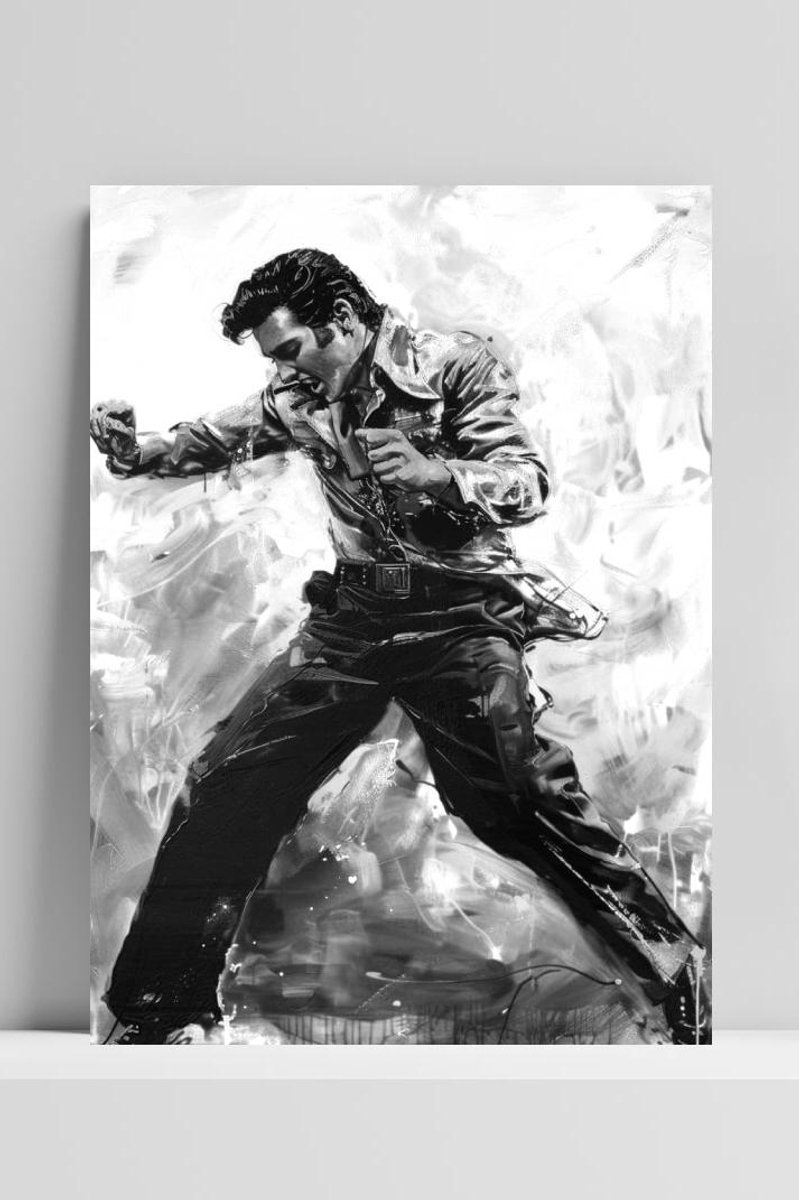 Elvis Presley Poster - Dans - Muziek - Legende - Iconisch - Retro - posters - formaat 50x70cm - DBS3361AZ - 3mm DIBOND - Aluminium Plaat - Metalen Wandbord