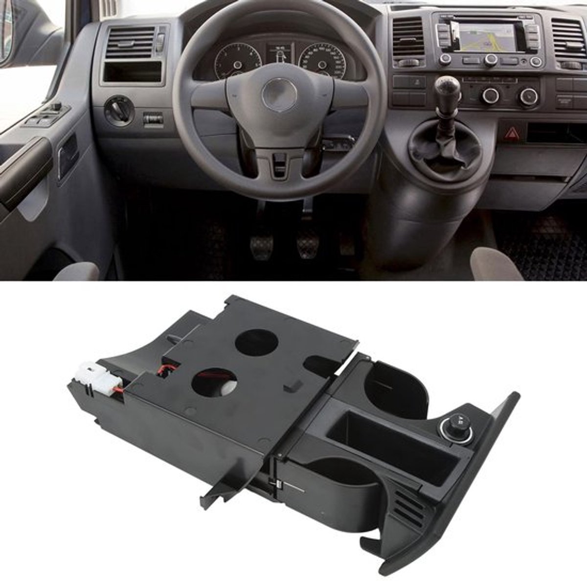 Auto-asbak Allecto met bekerhouder, zwart, perfecte