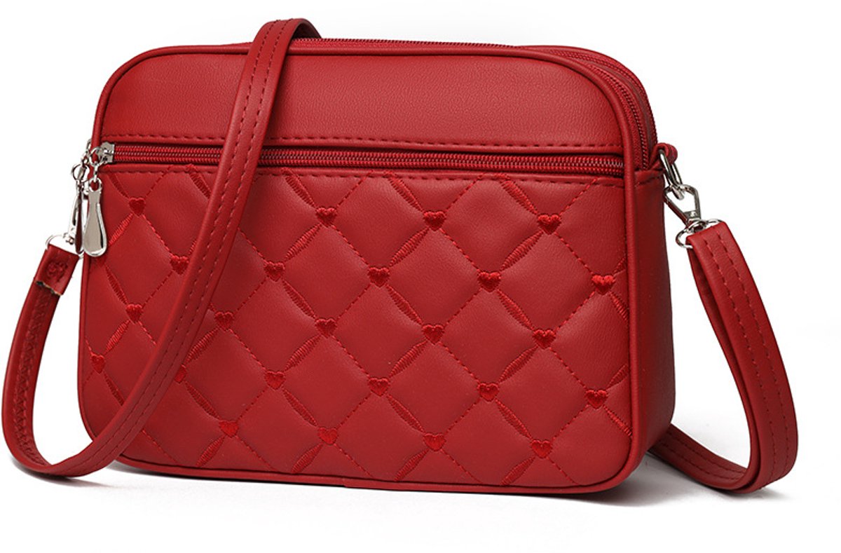 COOAU - Dames Gesteppte Crossbody Tas - Kleine Hartgestikte PU-Leder Schoudertas - Meerderrits Casual Dagelijkse Tas